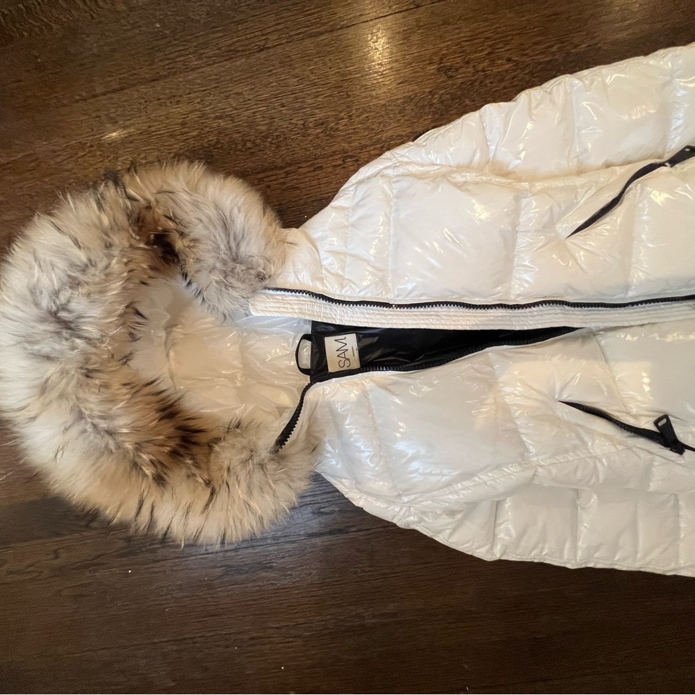 GIRLS SAM PUFFER COAT - size 12 - real fur - 🎀LIKE NEW 🎀
